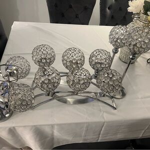 Silver Lattice Candle Holder with Branch Design